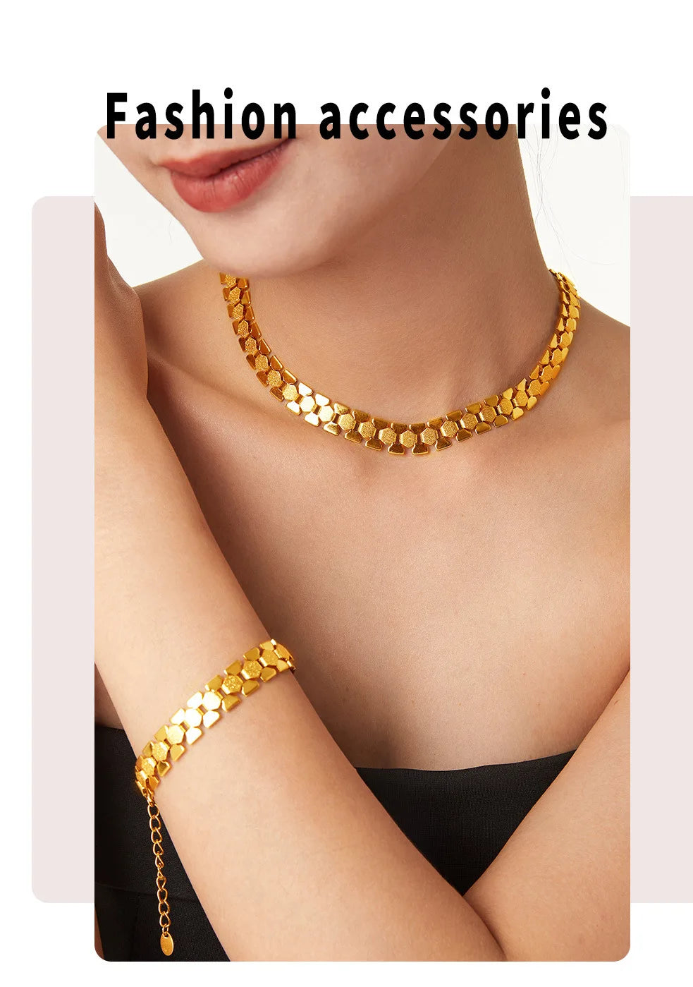 Gold Plated Jewelry Set Necklace & Bracelet| Velina by Lyn