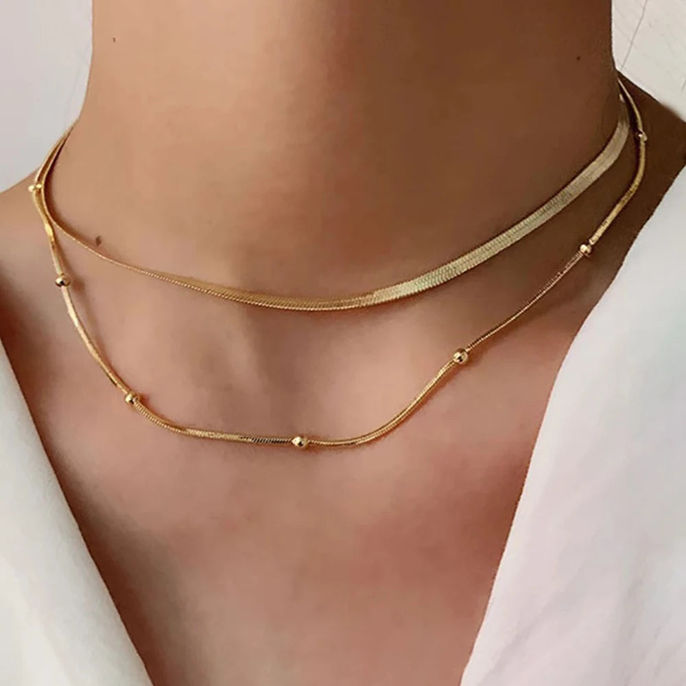14K Gold Plated Multi-Layer Beaded Necklace | Velina by Lyn