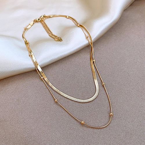 14K Gold Plated Multi-Layer Beaded Necklace | Velina by Lyn