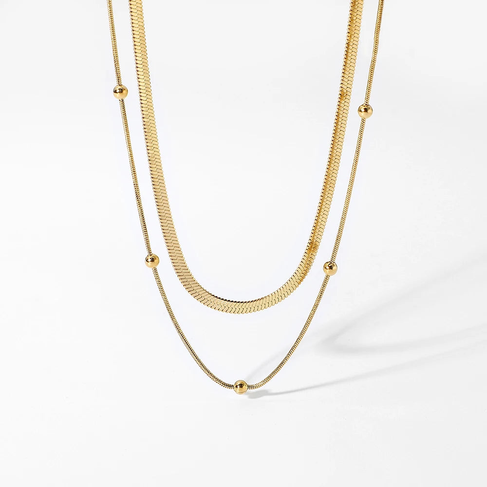 14K Gold Plated Multi-Layer Beaded Necklace | Velina by Lyn